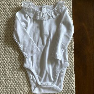 Jacadi Paris white long sleeve onesie with detailed collar
